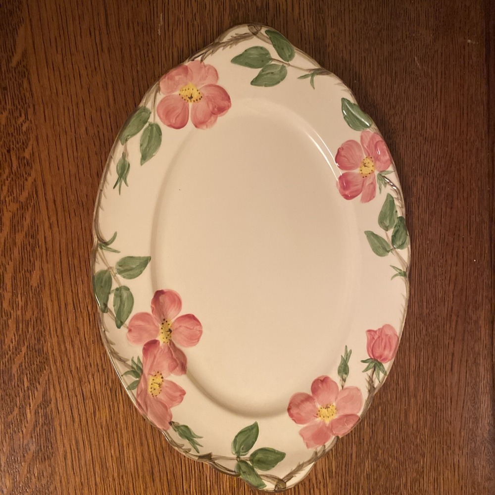 Vintage Franciscan Desert Rose Serving Platter Plate Oval USA 14-1/4 In. 1958-60